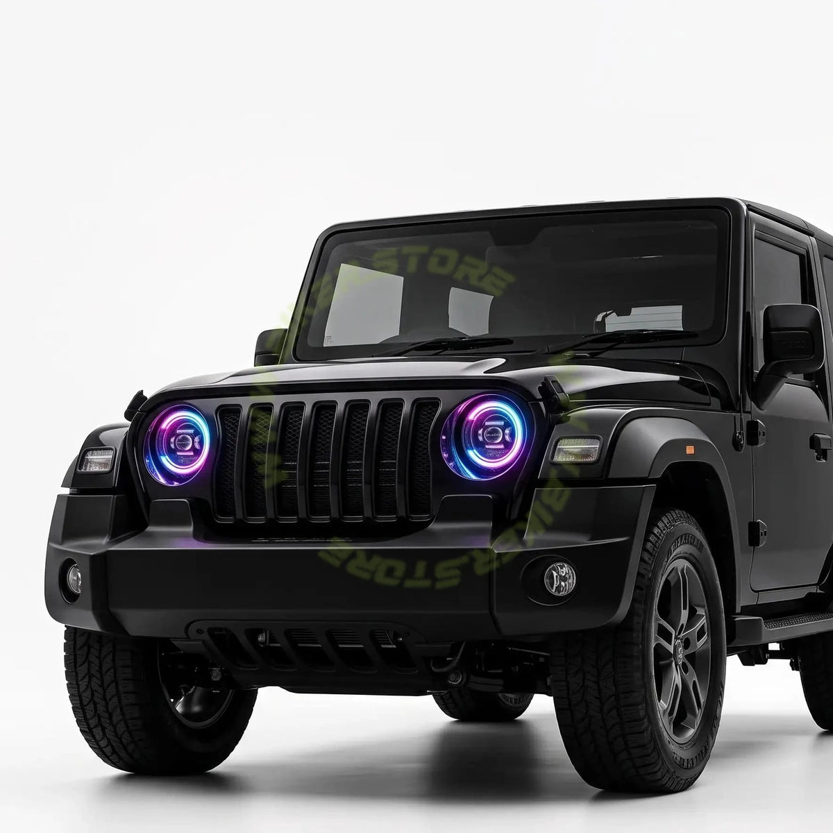 Genome Tuning Thar RGB 7-Inch 300W 36,000LM App Controlled LED Headlight Assembly for Mahindra Thar Roxx | App-Controlled Bluetooth WRGB DRL Halo, 3" Cannon Projector, Plug & Play | 24-Month Warranty
