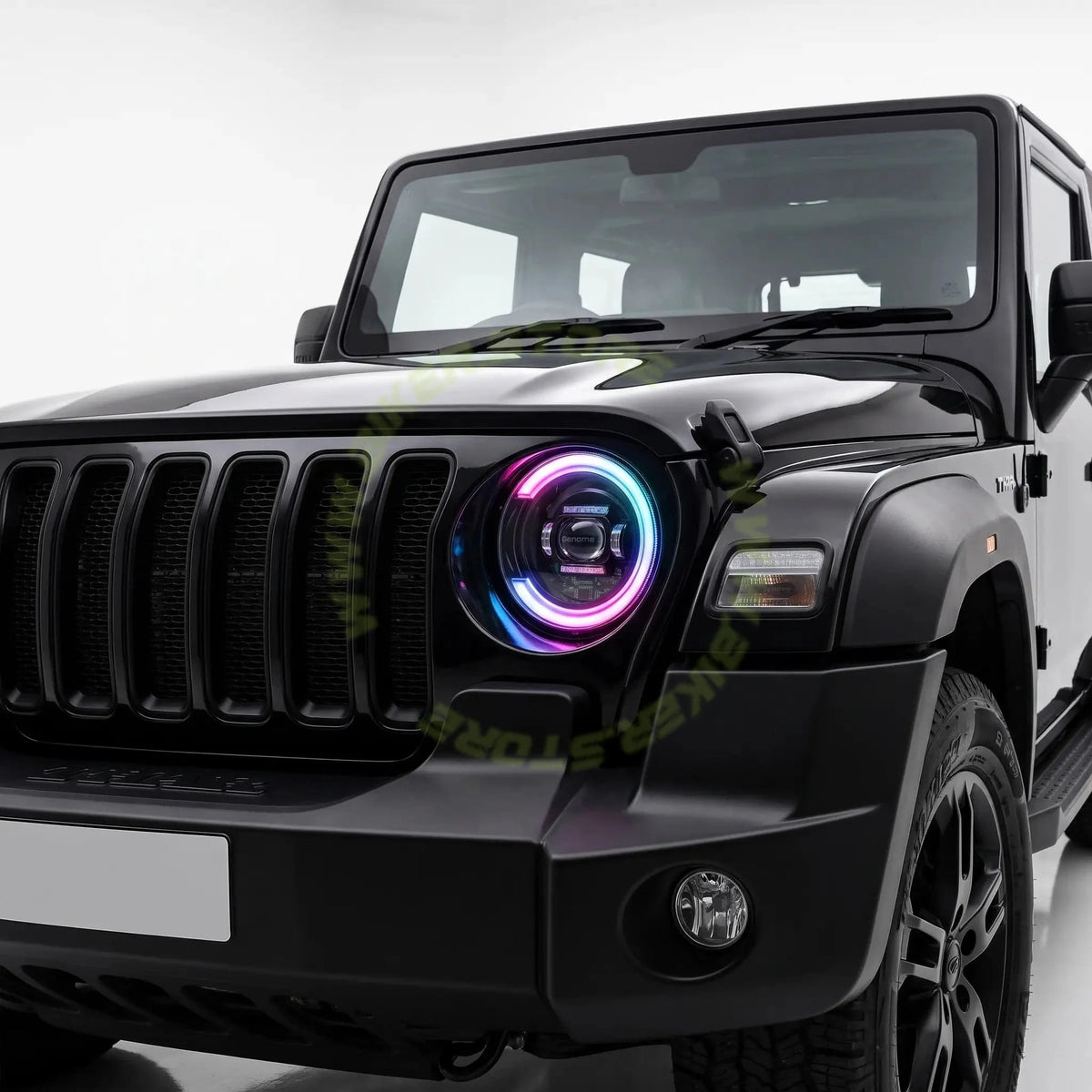 Genome Tuning Thar RGB 7-Inch 300W 36,000LM App Controlled LED Headlight Assembly for Mahindra Thar Roxx | App-Controlled Bluetooth WRGB DRL Halo, 3" Cannon Projector, Plug & Play | 24-Month Warranty