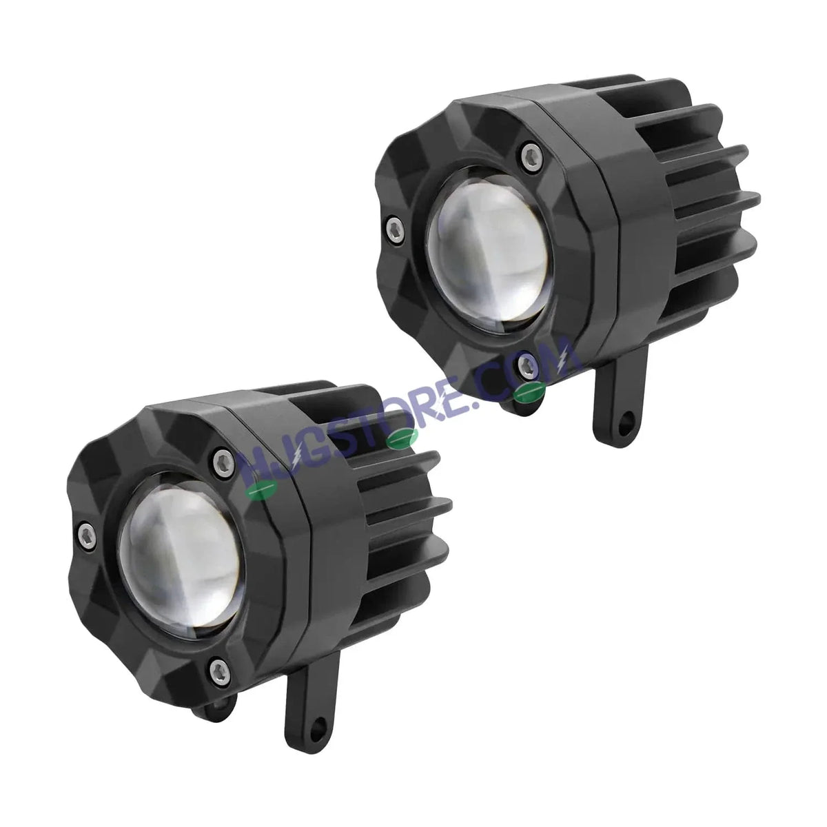 HJG Poki Foglights Mini Crystal Projector LED Fog Lights | 40W 12,000LM Super Bright Dual Shot | Cool White & Yellow with Red DRL & Flash Mode | Universal Fit for Bike, Motorcycle, Car, Thar & Jeep (Pack of 2) - Biker.Store - www.biker.store
