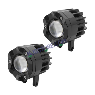 HJG Poki Foglights Mini Crystal Projector LED Fog Lights | 40W 12,000LM Super Bright Dual Shot | Cool White & Yellow with Red DRL & Flash Mode | Universal Fit for Bike, Motorcycle, Car, Thar & Jeep (Pack of 2) - Biker.Store - www.biker.store