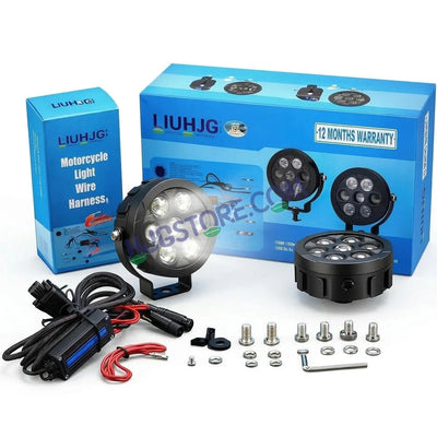 HJG New HP 111 140W 7-LED Projector Spread Spot Combo Auxiliary Fog Light Kit – Tri-Color Projector Middle 3 Lens Projector & 4 CREE LEDs with DRL & Adjustable Dimmer Control Wiring Harness, LIU HJG HP111 140W Foglight with Dimmer Controller Harness Kit - HJGstore.com