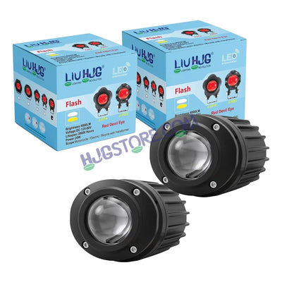 HJG Poki Foglights Mini Oval Projector LED Fog Lights | 40W 12,000LM Super Bright Dual Shot | Cool White & Yellow with Red DRL & Flash Mode | Universal Fit for Bike, Motorcycle, Car, Thar & Jeep (Pack of 2) - Biker.Store - www.biker.store