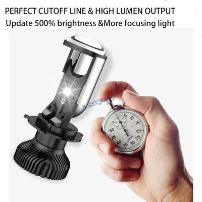 HJG Projector Lens H4 LED Bulb 50W HJG Y6 Projector Light Lamp H4 LED Mini Projector Lens with Fan for Bike Bulb 7000LM Conversion Kit Hi/Lo Beam Headlight 12V/24V for Motorcycle, Set of 1, White - Biker.Store - www.biker.store