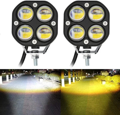 3 Inch Universal Led Fog Light Yellow-White For All Motorcycles (72W, 12V-80V, DC,) ( Pack of 2pcs) - Biker.Store - www.biker.store