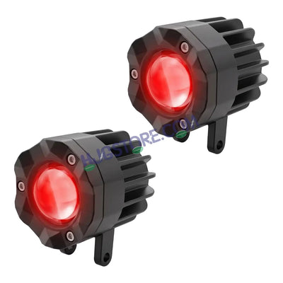 HJG Poki Foglights Mini Crystal Projector LED Fog Lights | 40W 12,000LM Super Bright Dual Shot | Cool White & Yellow with Red DRL & Flash Mode | Universal Fit for Bike, Motorcycle, Car, Thar & Jeep (Pack of 2) - Biker.Store - www.biker.store