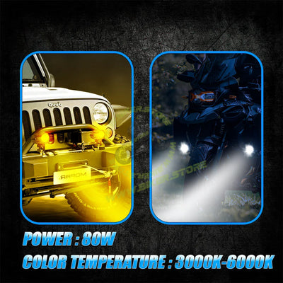 MOTO GENIUS CAT EYE SINGLE LED WITHOUT HARNESS Auxiliary FOG light Dual Color DRL LED Laser Shooting light 9–80V | Off-Road Spotlamp for Truck, Motorcycle, Boat & Vehicles | High Intensity Spotlight - Biker.Store - www.biker.store