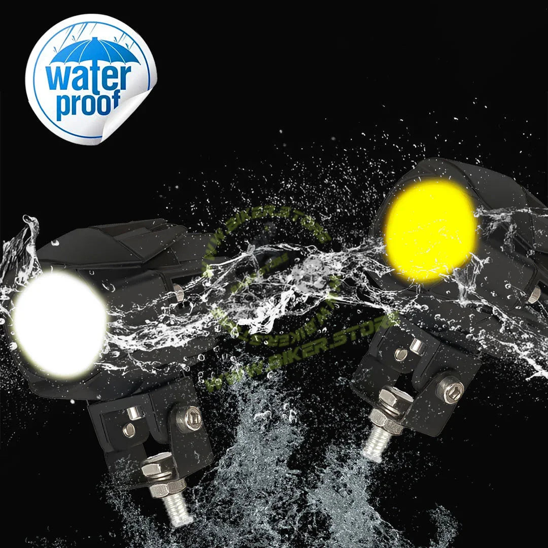 MOTO GENIUS CAT EYE SINGLE LED WITHOUT HARNESS Auxiliary FOG light Dual Color DRL LED Laser Shooting light 9–80V | Off-Road Spotlamp for Truck, Motorcycle, Boat & Vehicles | High Intensity Spotlight - Biker.Store - www.biker.store