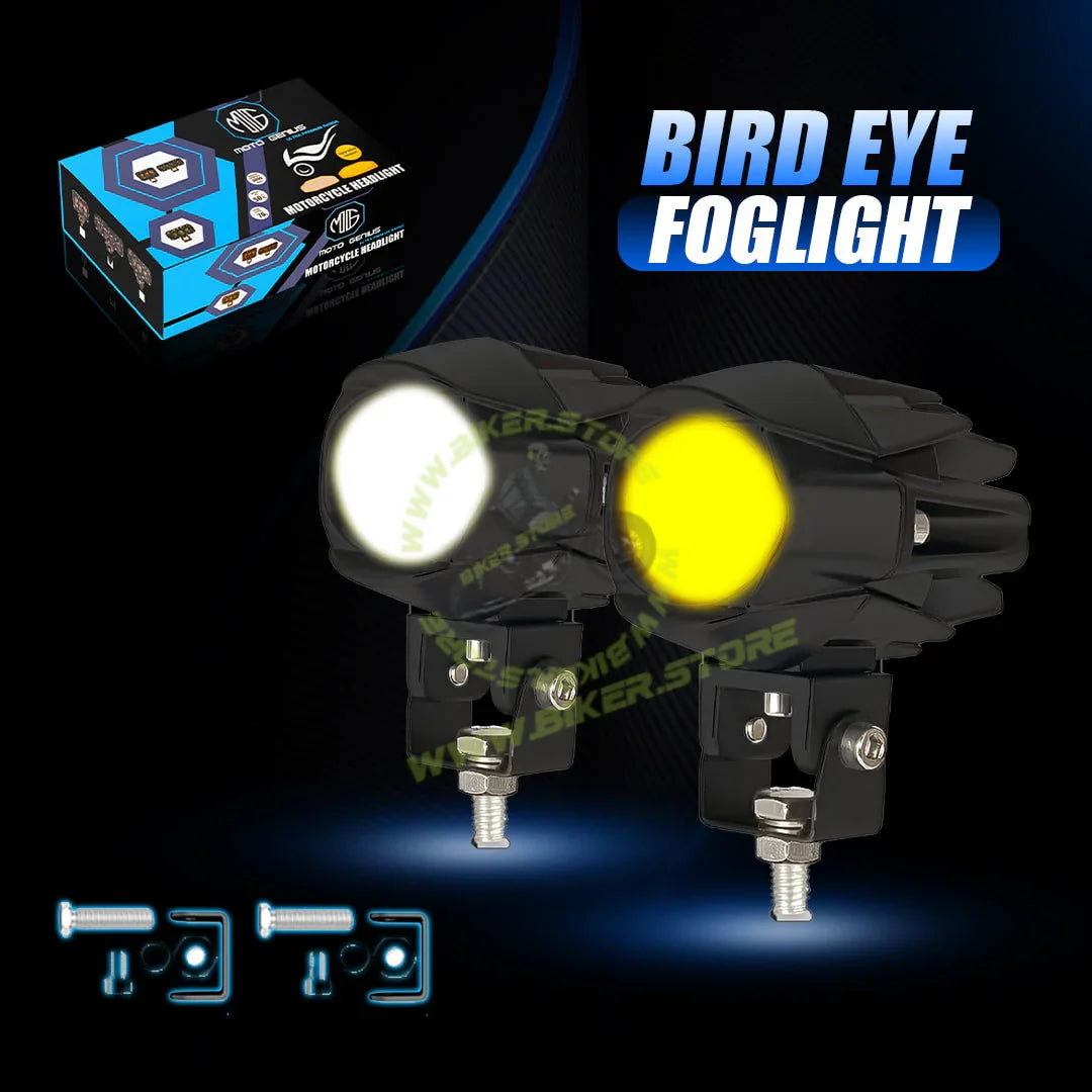 MOTO GENIUS CAT EYE SINGLE LED WITHOUT HARNESS Auxiliary FOG light Dual Color DRL LED Laser Shooting light 9–80V | Off-Road Spotlamp for Truck, Motorcycle, Boat & Vehicles | High Intensity Spotlight - Biker.Store - www.biker.store