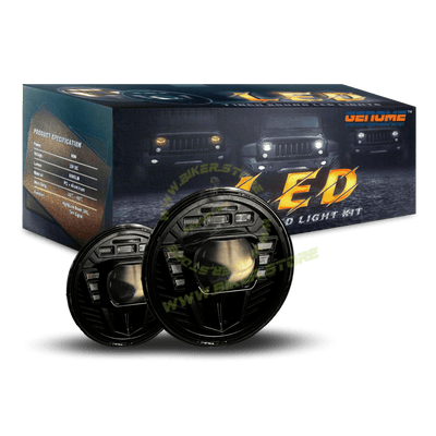 Genome 110W 7 Inch Headlight Assembly Optimus Edition (White-Amber Switchback DRLs), Pack of 2 - Biker.Store - www.biker.store