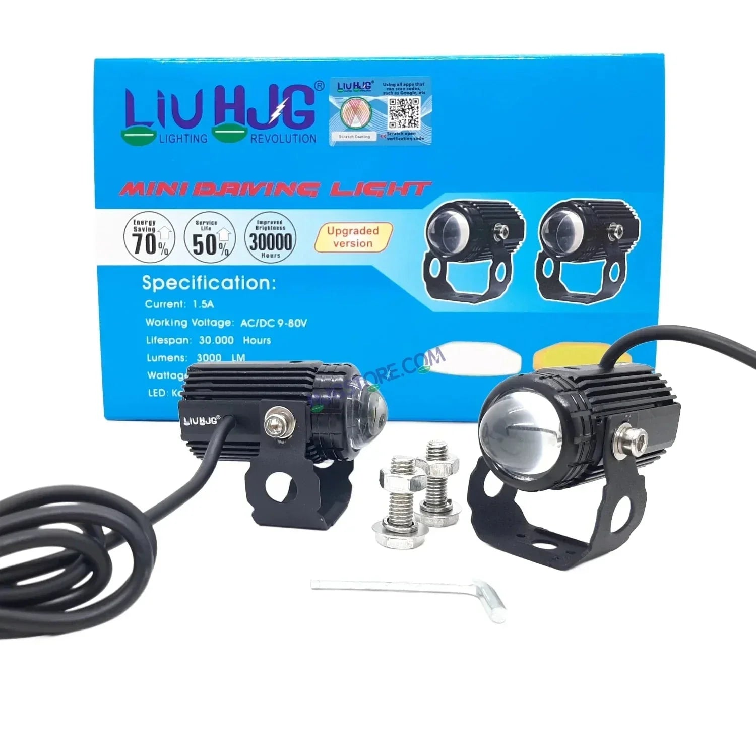 Original LIUHJG HJG Mini Drive LED Fog Light Bulb Lamp For Cars and Motorcycles Dual Color (White & Yellow) With Cooling Fan 2Pcs - Biker.Store - www.biker.store