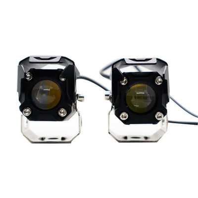 HJG 120W Mini LED Fog Projector Fog Light LED Work Light Fog Lamp Dual Color Motorcycle Lights Spot Light High beam/Low beam Electric Cars (Headlights) (12-80V DC – 60W) - Biker.Store - www.biker.store