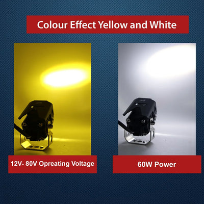 HJG 120W Mini LED Fog Projector Fog Light LED Work Light Fog Lamp Dual Color Motorcycle Lights Spot Light High beam/Low beam Electric Cars (Headlights) (12-80V DC – 60W) - Biker.Store - www.biker.store