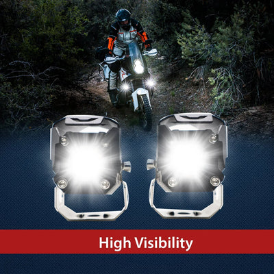 HJG 120W Mini LED Fog Projector Fog Light LED Work Light Fog Lamp Dual Color Motorcycle Lights Spot Light High beam/Low beam Electric Cars (Headlights) (12-80V DC – 60W) - Biker.Store - www.biker.store