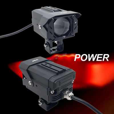 HJG Projector Shutter Original 200W Camera Lens Fog LED Laser Projector HJG Fog Light with Red Devil Lens 200W Red/White/Yellow (Low and High Beam) MEGA DRIVE Fog Light For Bike/Car/Thar/Jeep/SUV/Universal ( Cool White/Yellow ) - Pack of 2 - Biker.Store - www.biker.store