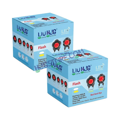 HJG Poki Foglights Mini Golf Ball Projector LED Fog Lights | 40W 12,000LM Super Bright Dual Shot | Cool White & Yellow with Red DRL & Flash Mode | Universal Fit for Bike, Motorcycle, Car, Thar & Jeep (Pack of 2) - Biker.Store - www.biker.store