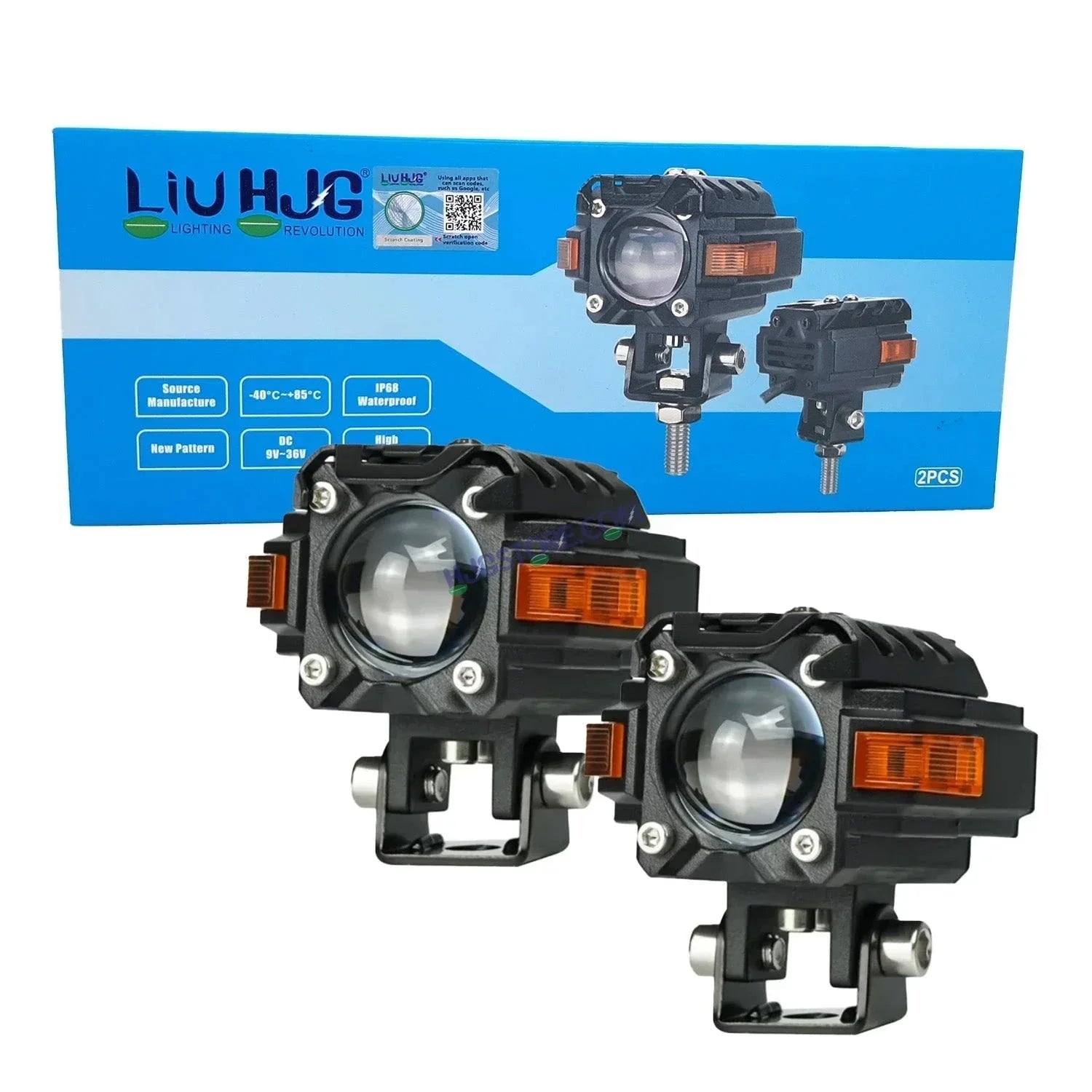 HJG Hazard Single Lens Foglight with Wiring Kit 80W New Model with Red Orange Hazard DRL Foglight Ultra Wide Dual Intensity LED Fog Lights White/Yellow (2*40W= 80W Total) Universal For All Cars & Bikes LIU HJG Hazard S59 1 Lens Fog with Wiring Harness Kit - Biker.Store - www.biker.store