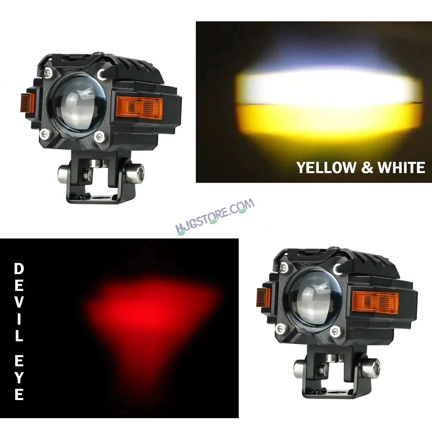 HJG Hazard Series Foglight Single Lens 80W New Model with Red Orange Hazard DRL Foglight Ultra Wide Dual Intensity LED Fog Lights White/Yellow (2*40W = 80W Total) Universal For All Cars & Bikes LIU HJG Hazard S59 Single Projector Fog with Red Amber DRL - Biker.Store - www.biker.store