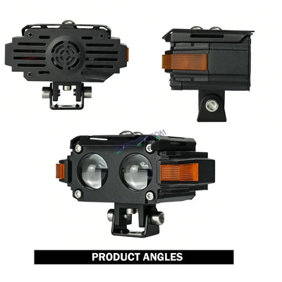 HJG Hazard Series Foglight Double 2 Lens 80W New Model with Red Orange Hazard DRL Foglight Ultra Wide Dual Intensity LED Fog Lights White/Yellow (2*40W = 80W Total) Universal For All Cars & Bikes LIU HJG Hazard S60 2 Lens Projector Fog with Red Amber DRL - Biker.Store - www.biker.store