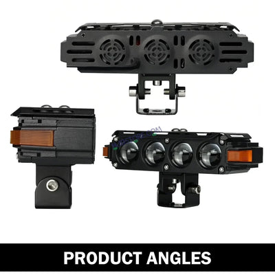 HJG Hazard Series Foglight Quad 4 Lens 160W New Model with Red Orange Hazard DRL Foglight Ultra Wide Dual Intensity LED Fog Lights White/Yellow (2*80W= 160W Total) Universal For All Cars & Bikes LIU HJG Hazard S62 4 Lens Projector Fog with Red Amber DRL - Biker.Store - www.biker.store