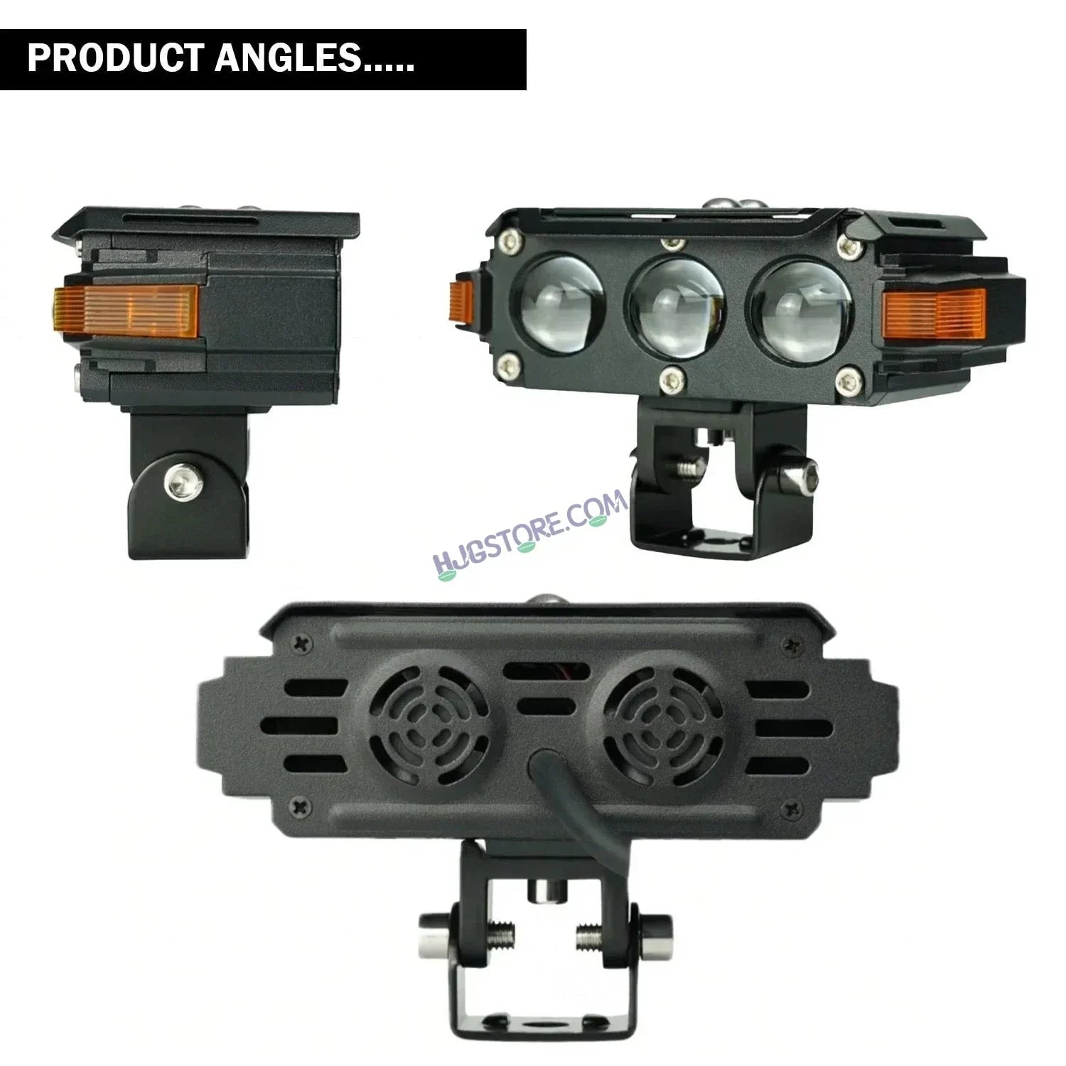HJG Hazard Series Foglight Triple 3 Lens 120W New Model with Red Orange Hazard DRL Foglight Ultra Wide Dual Intensity LED Fog Lights White/Yellow (2*60W= 120W Total) Universal For All Cars & Bikes LIU HJG Hazard S61 3 Lens Projector Fog with Red Amber DRL - Biker.Store - www.biker.store
