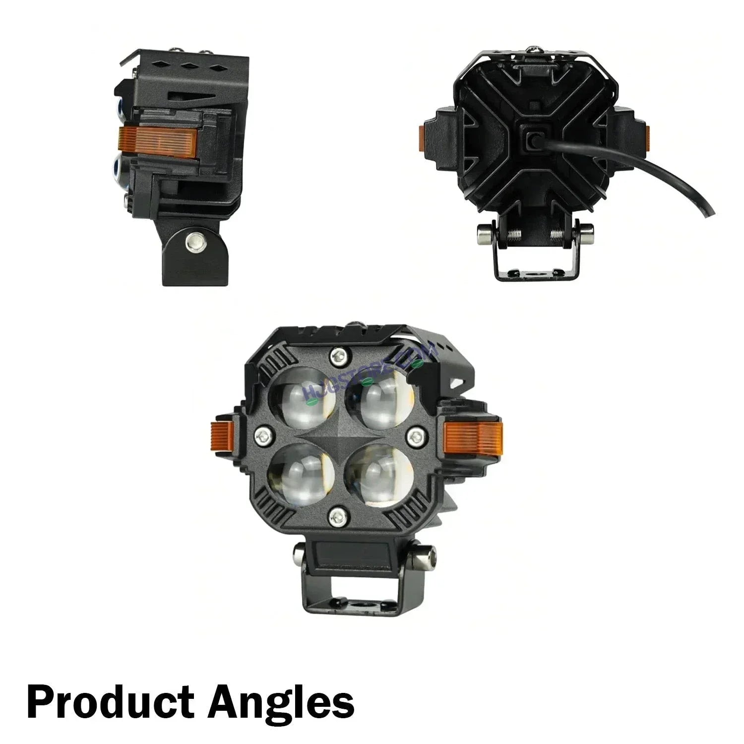 HJG Hazard 4x4 Lens Foglight with Wiring Kit Combo Quad 4x4 Lens 120W with Hazard DRL Foglight Ultra Wide Dual Intensity LED Fog Lights White/Yellow (2*60W = 120W Total) Universal For All Cars & Bikes LIU HJG Hazard S65 4x4 Lens Projector Fog with Wiring - Biker.Store - www.biker.store