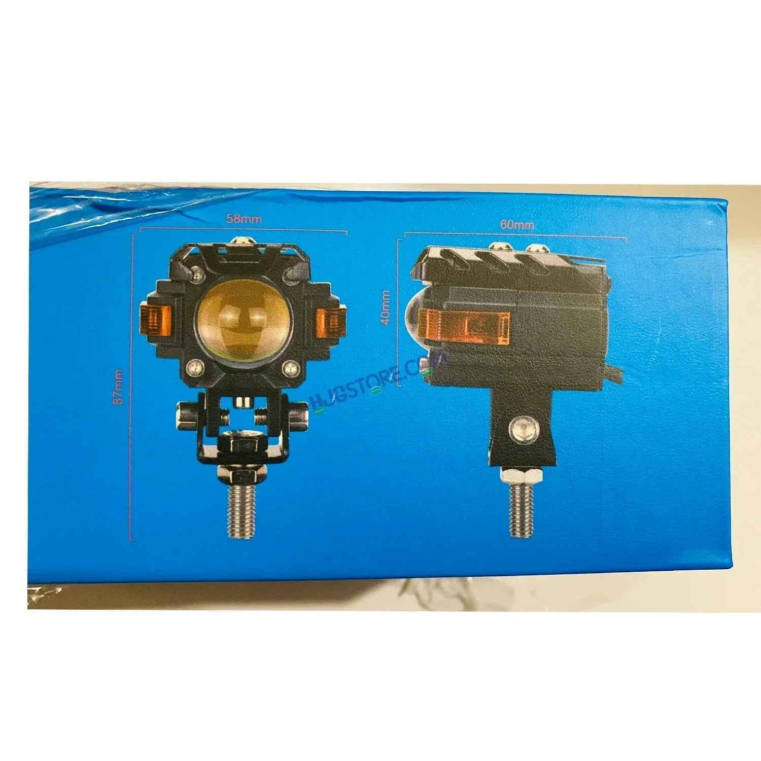 HJG Hazard Single Lens Foglight with Wiring Kit 80W New Model with Red Orange Hazard DRL Foglight Ultra Wide Dual Intensity LED Fog Lights White/Yellow (2*40W= 80W Total) Universal For All Cars & Bikes LIU HJG Hazard S59 1 Lens Fog with Wiring Harness Kit - Biker.Store - www.biker.store