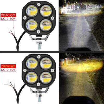 3 Inch Universal Led Fog Light Yellow-White For All Motorcycles (72W, 12V-80V, DC,) ( Pack of 2pcs) - Biker.Store - www.biker.store
