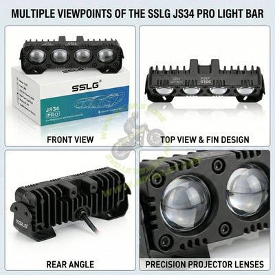 SSLG 4 Lens JS34 PRO 50W FOG LIGHT| Dual Colour Mode White/Yellow with Flashing Mode| Red Devil Eye Mode (Pack of 1) - Biker.Store - www.biker.store