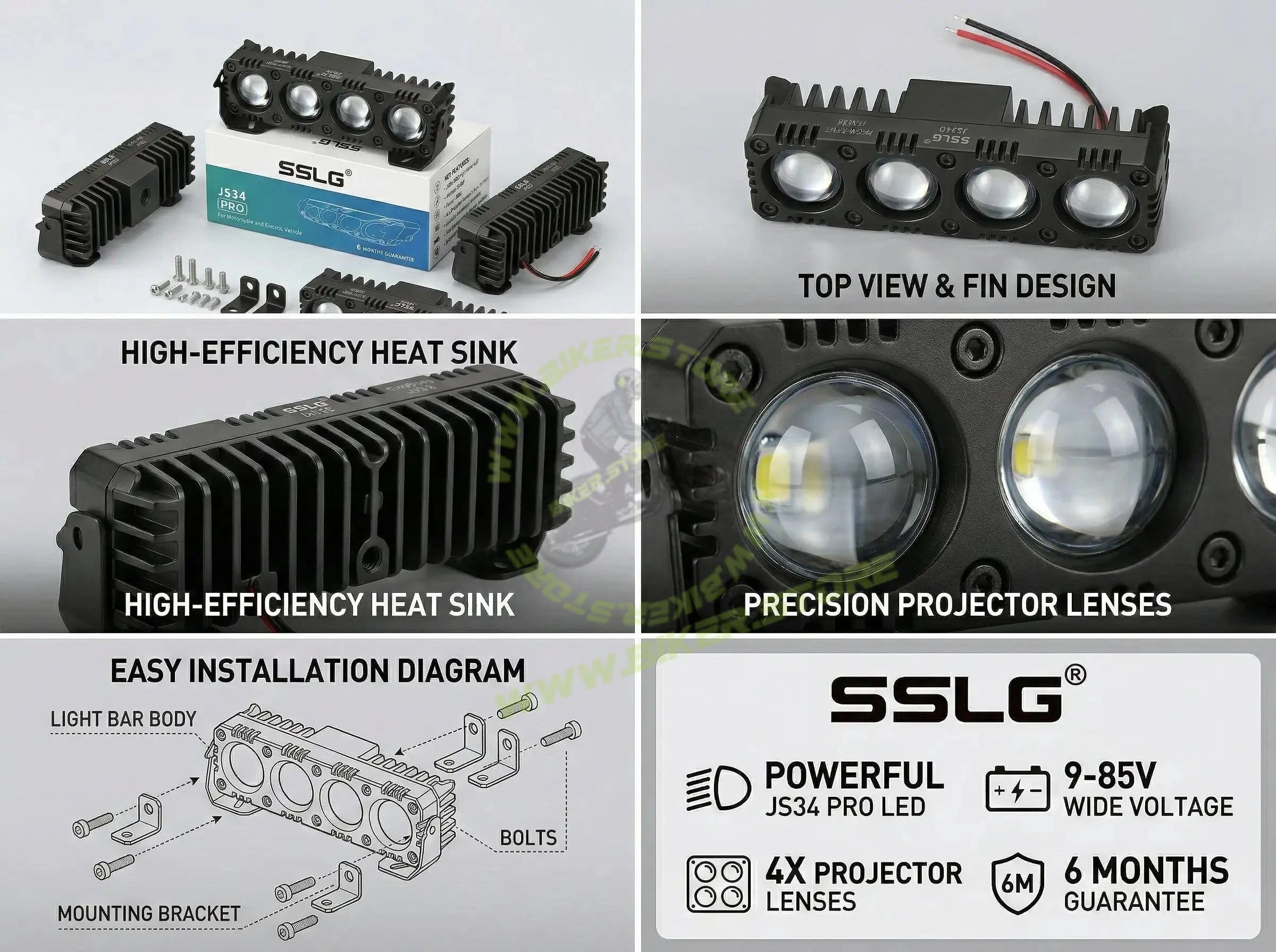 SSLG 4 Lens JS34 PRO 50W FOG LIGHT| Dual Colour Mode White/Yellow with Flashing Mode| Red Devil Eye Mode (Pack of 1) - Biker.Store - www.biker.store