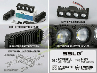 SSLG 4 Lens JS34 PRO 50W FOG LIGHT| Dual Colour Mode White/Yellow with Flashing Mode| Red Devil Eye Mode (Pack of 1) - Biker.Store - www.biker.store