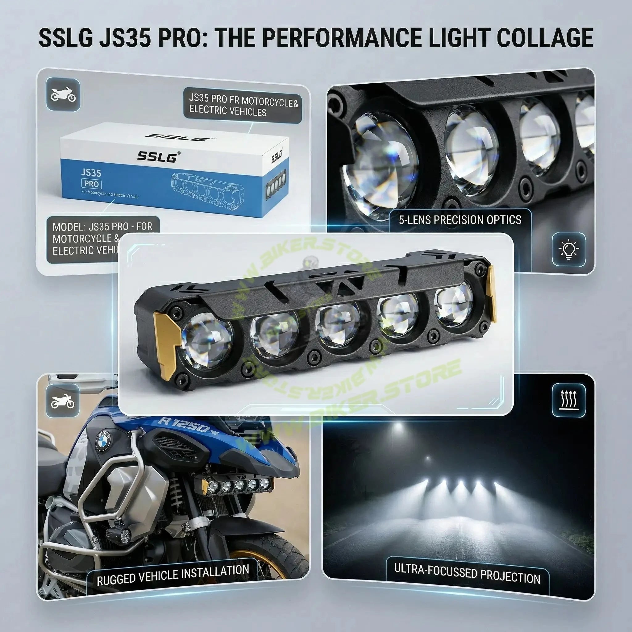 SSLG 5 Lens JS35 PRO 60W FOG LIGHT| Dual Colour Mode White/Yellow with Flashing Mode| Red Devil Eye Mode (Pack of 1) SSLG JS35 PRO Foglight - Biker.Store - www.biker.store