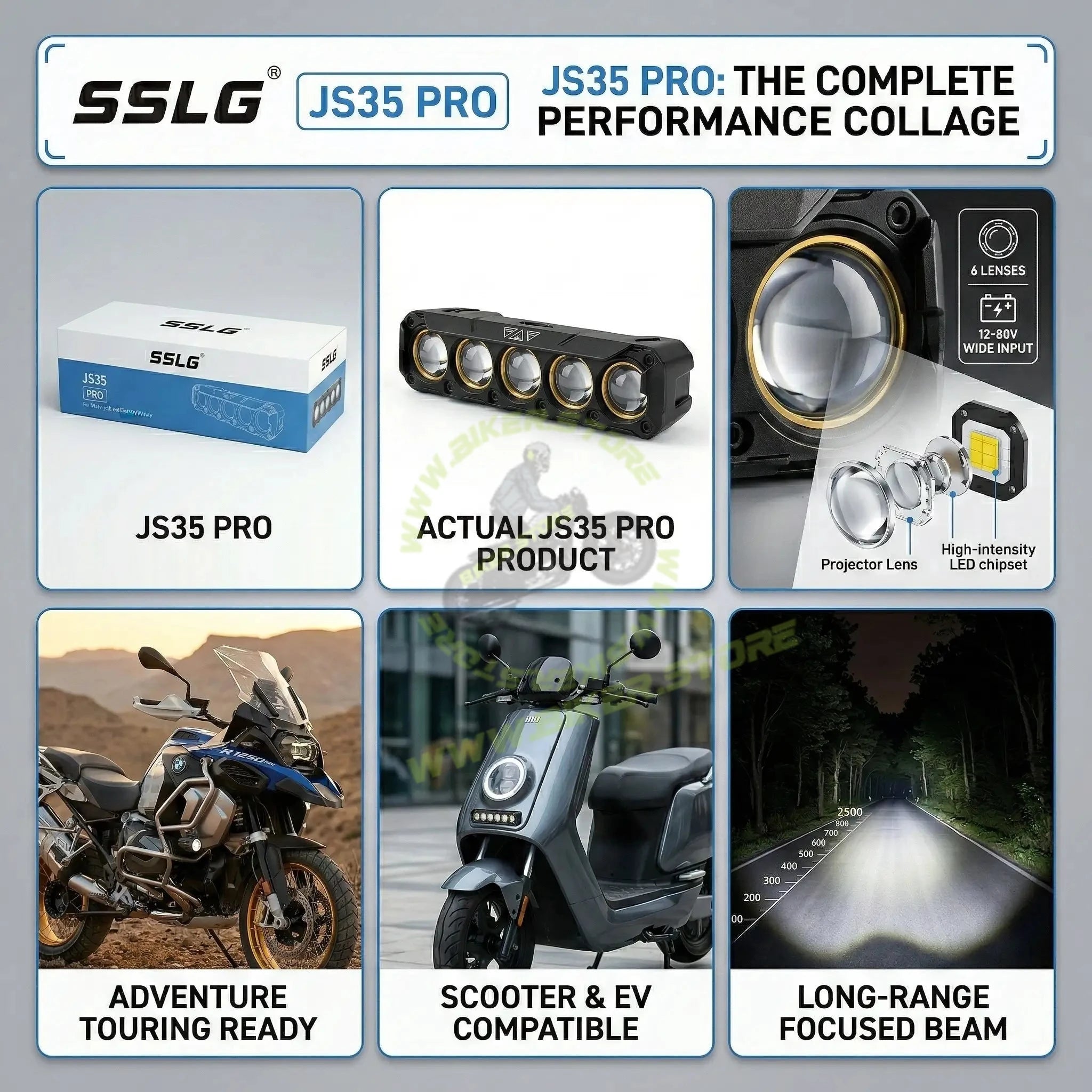 SSLG 5 Lens JS35 PRO 60W FOG LIGHT| Dual Colour Mode White/Yellow with Flashing Mode| Red Devil Eye Mode (Pack of 1) SSLG JS35 PRO Foglight - Biker.Store - www.biker.store