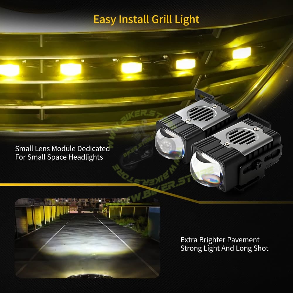 Genome Flash Pro Combo 200W 8-Piece LED Car Grille Lights Kit | 1-Inch Stealth Pods | Dual Color 3000K Yellow Low & 6000K White High Beam | Includes Wireless Remote & Wiring Harness - Biker.Store - www.biker.store
