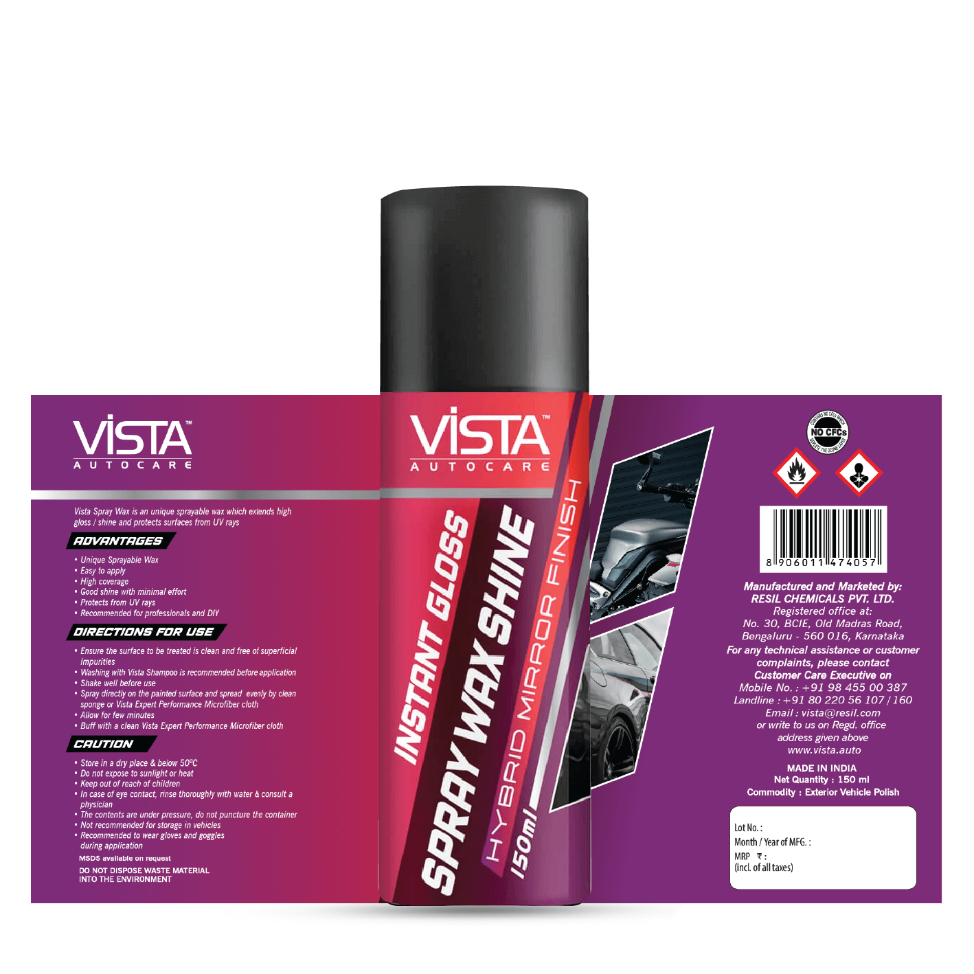 VISTA SPRAY WAX SHINE 150 ml - Biker.Store - www.biker.store