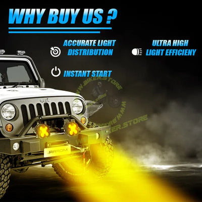 Moto Genius TK-500 80W Motorcycle Fog Light | 5 High-Power LEDs | Waterproof & Dustproof | Easy to Mount on Motorcycles, Scooters, ATVs & Other Vehicles (Pack of2) - Biker.Store - www.biker.store