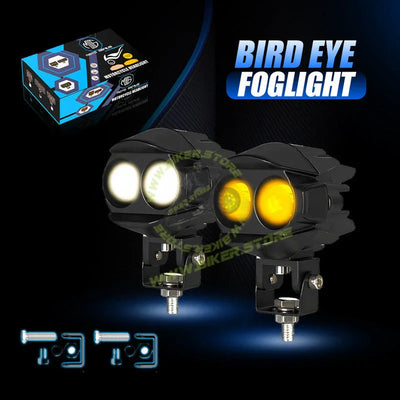 MOTO GENIUS CAT EYE 2LED WITHOUT HARNESS Dual Color DRL LED Auxiliary FOG light Laser Shooting Headlight 9–80V | Off-Road Spotlamp for Truck, Motorcycle, Boat & Vehicles | High Intensity Spotlight (Pack of 2) - Biker.Store - www.biker.store