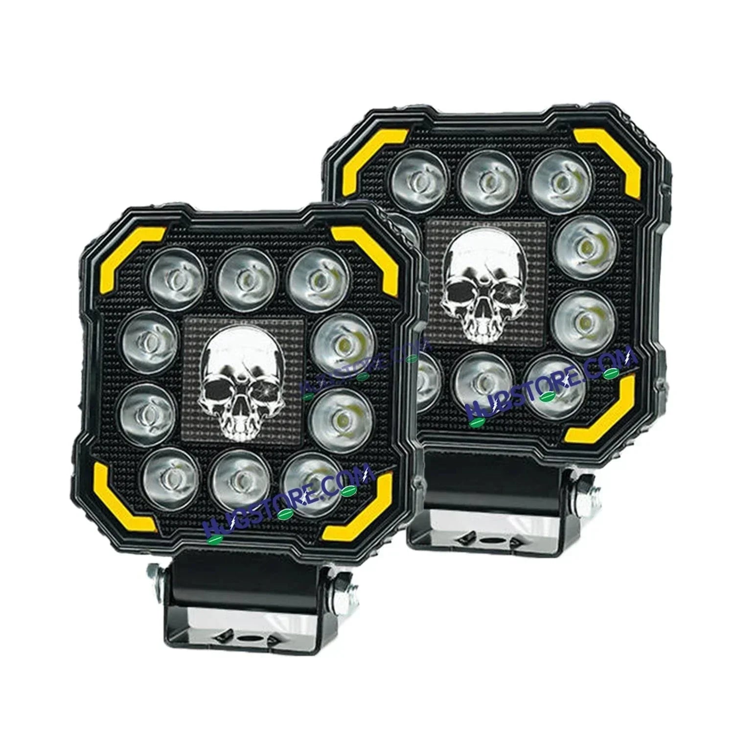 HJG 11 LED New Model Skull 60W LIU HJG Square Fog Light with DRL For Universal For Bike Universal For Car (Set of 2) 60W HJG - Biker.Store - www.biker.store