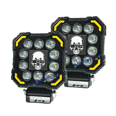 HJG 11 LED New Model Skull 60W LIU HJG Square Fog Light with DRL For Universal For Bike Universal For Car (Set of 2) 60W HJG - Biker.Store - www.biker.store