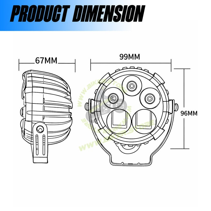 MOTO GENIUS VK50S 90W High Power LED Spotlight for Car, Bike & Truck | Dual Beam Yellow & White | 12V–36V Waterproof with Harness - Biker.Store - www.biker.store