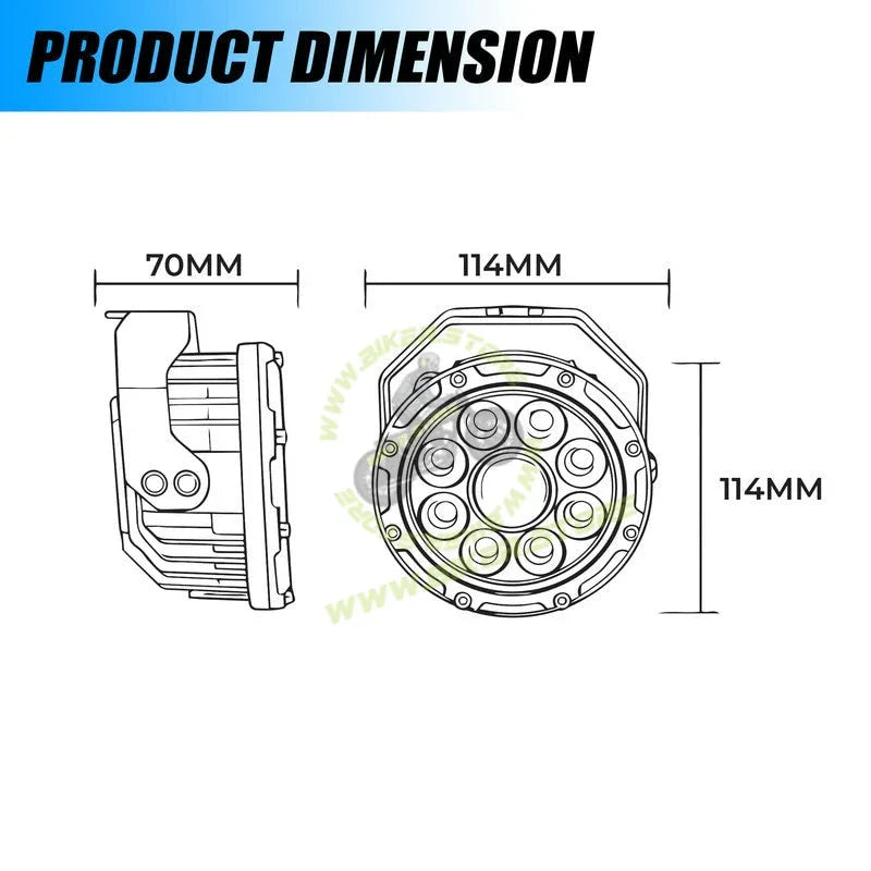 MOTO GENIUS VK90 170W LED Fog Lights with Harness and Yellow Cap | High Power Auxiliary Fog Lamp for Cars, Bikes & Trucks - Biker.Store - www.biker.store