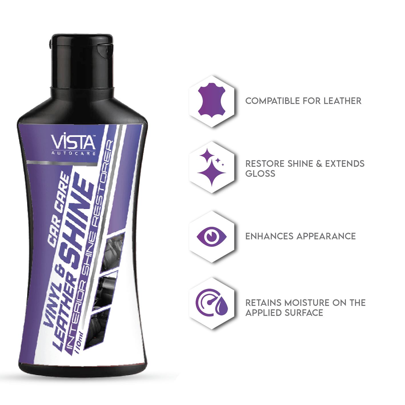 Vista Vinyl & Leather Shine 110 ml (Free Applicator Sponge) - Biker.Store - www.biker.store