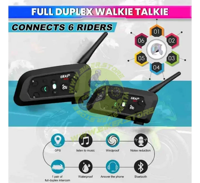 EJEAS V6 Motorcycle Bluetooth Intercom – 1200M Range, Waterproof, HD Voice & Auto-Answer - Biker.Store - www.biker.store