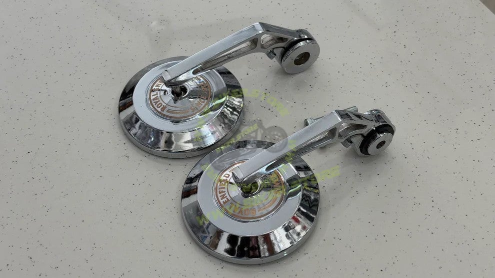 Royal Enfield Bar End Chrome Mirror Premium Chrome Bar-End Mirrors for Royal Enfield | Wide Clear View | Strong & Vibration-Resistant | Easy Fit Handle Bar End Fitting Royal Enfield All Models - Biker.Store - www.biker.store