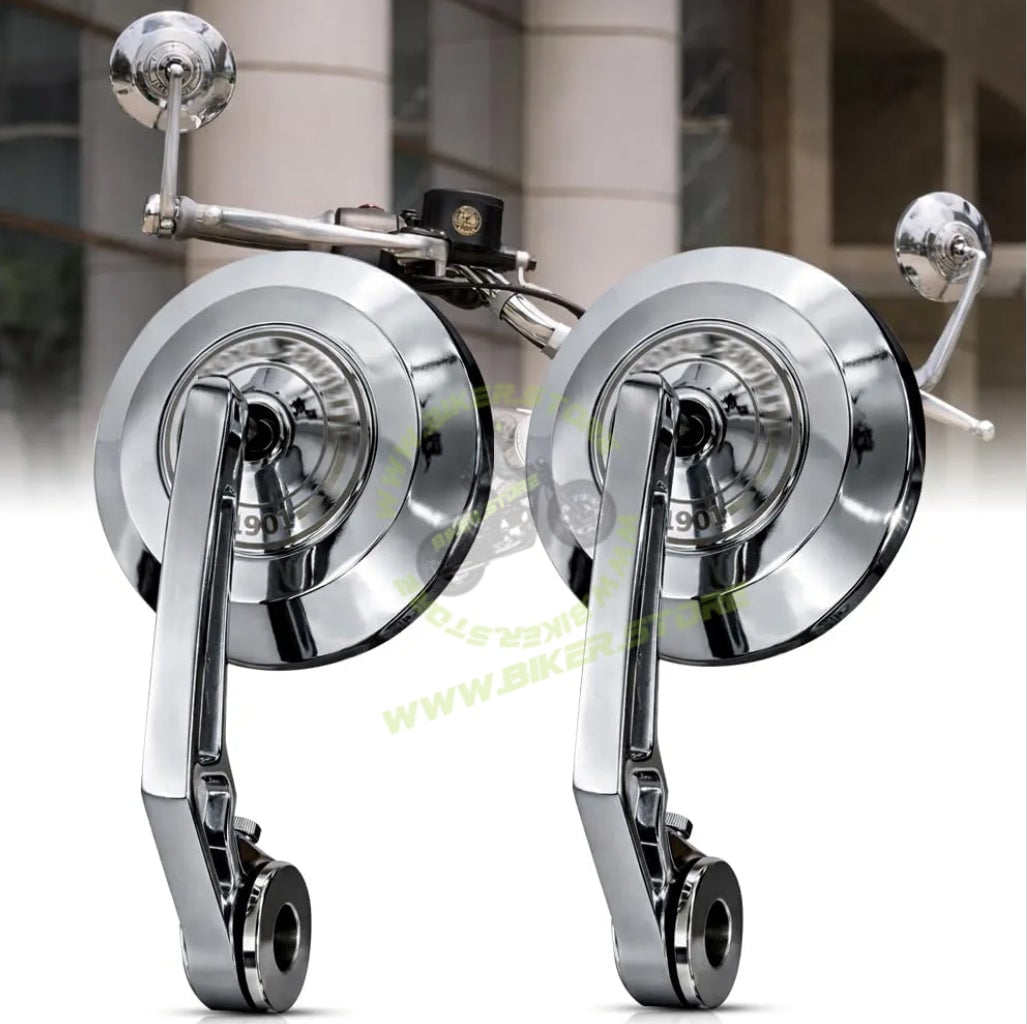 Royal Enfield Bar End Chrome Mirror Premium Chrome Bar-End Mirrors for Royal Enfield | Wide Clear View | Strong & Vibration-Resistant | Easy Fit Handle Bar End Fitting Royal Enfield All Models - Biker.Store - www.biker.store