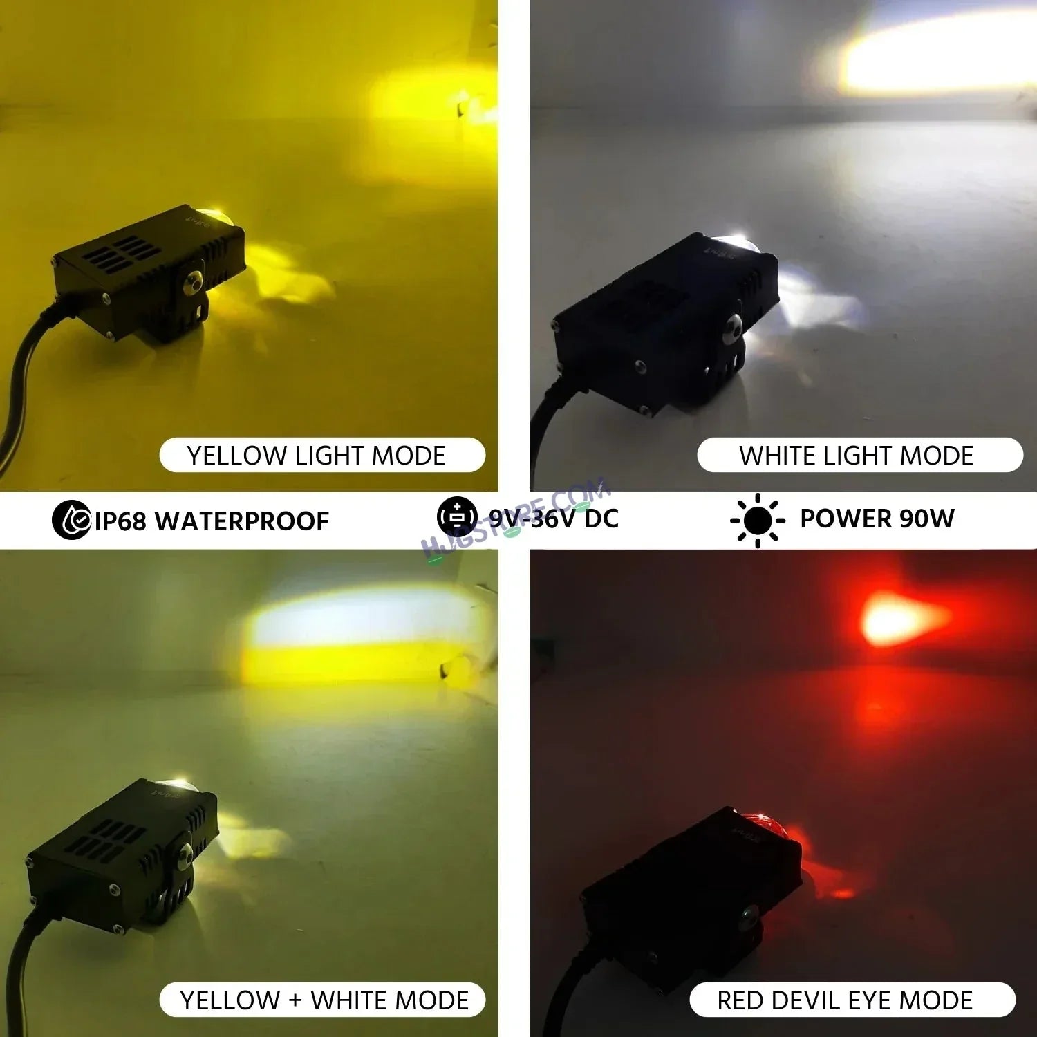 HJG Waymaker Fog Light Dual Colour Fog Light Mini Drive Yellow White & Red Devil Eye Slim Drive Light Version 4 With Red Devil Eye And Wiring With Canbus Universal For All Cars and Motorcycles (2Pcs) HJG - Biker.Store - www.biker.store