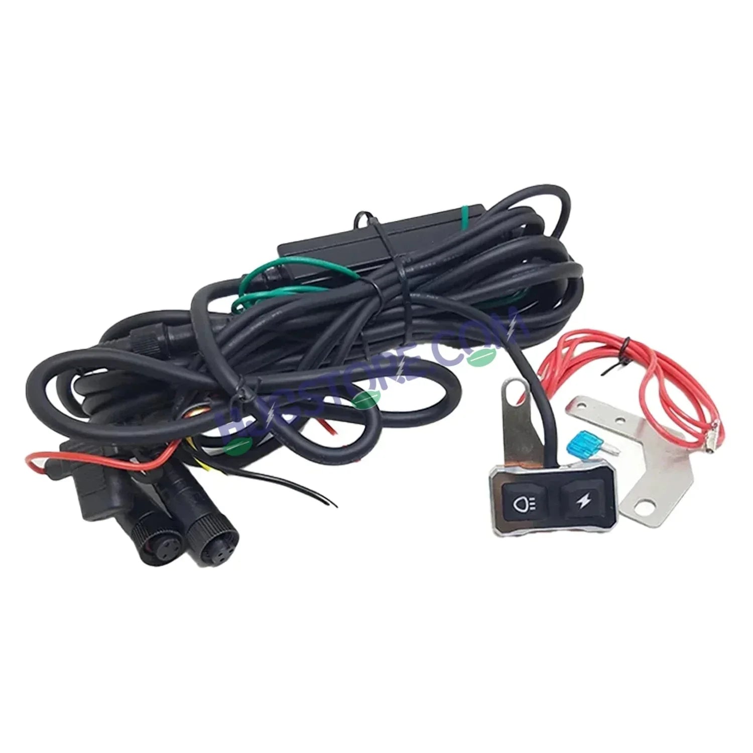 HJG Wiring Harness Kit 3 Wire Updated with Braided Wire, Included Couplers and Canbus - Foglight Wiring Harness Kit (2 Colour, 3 Wire with Flashing Mode, Genuine HJG) 3 Wire Wiring Harness Kit, Braided Wire, Coupler Fitting - Biker.Store - www.biker.store