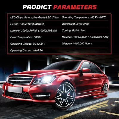 NightEye NOVSIGHT A397-F06 100W 6000K Super Brightness Car Headlights Bulbs H4 Fog Lamp - Biker.Store - www.biker.store