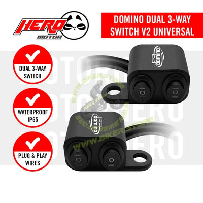 Domino 2 x 3 Way Switch Double On Off On Switch for Motorcycle Handlebar - Biker.Store - www.biker.store