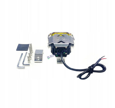 HJG Chrome Transformer Foglight 140W LED Projector with Wiring Kit Slider Yellow Cap Wide Spread White/Yellow 140W 2pc Foglight Ultra Wide Dual Intensity LED Driving Fog Lights 3000K/6500K Universal For All Cars & Bikes, Pack of 2 with Wiring Harness Kit - Biker.Store - www.biker.store