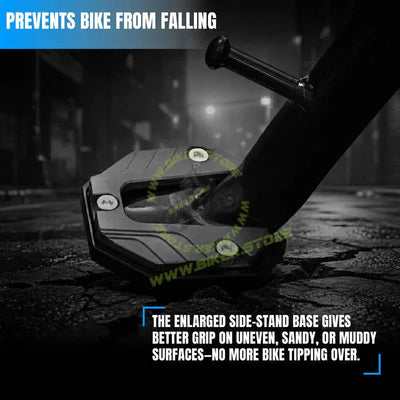 MG Universal Aluminum Two Wheeler Kickstand Extender | Side Stand Extension Pad Support Plate | Anti-Skid Enlarged Base Foot for Scooty Stability - Biker.Store - www.biker.store